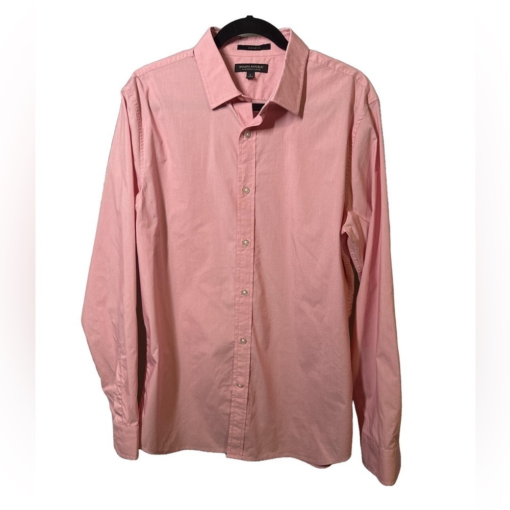 BANANA REPUBLIC Size L Mens Tech Stretch Cotton Slim Flex Fit Button Down Shirt